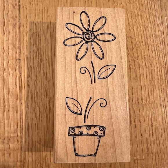 Great Impressions Stamp, Flower in Pot # G191 Wood Mounted,
approx 4 1/2 x2” - Picture 1 of 5